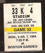 1994 Ticket Stub Boston Bruins Cam Neely Scores 50 Goals In 44 Games - £47.37 GBP
