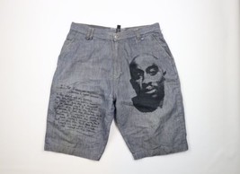 Vintage Makaveli Mens 40 Distressed 2 Pac Tupac Shakur Baggy Denim Jean Shorts - £55.35 GBP