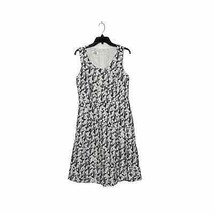 Talbots Sleeveless Dress Size 10 White Black Floral 100% Linen Lined Womens - $21.82