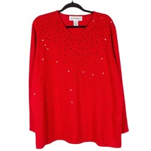 Norton McNaughton Womens Sweater XL Red Pullover Sequin Acrylic Long Sleeve - £18.88 GBP