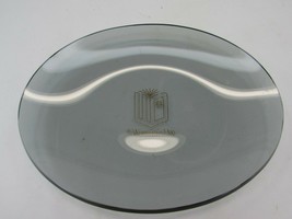 VINTAGE Womans Day Logo Smoky Gray Glass Plate Platter 34414 - $16.62