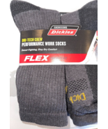 DICKIES FLEX DRI-TECH CREW PERFORMANCE WORK SWEAT FIGHTING SOCKS 3 PR 6-... - $13.38