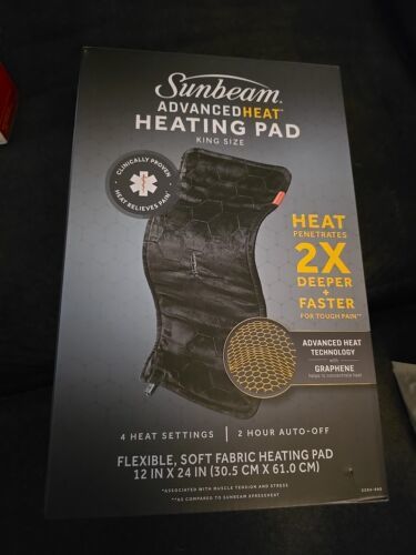 Primary image for Sunbeam Advanced Heat Heating Pad, (“King Size-12"x24") Settings, 2hr Auto