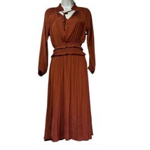 Adyson Parker Brown V-neck long sleeve maxi dress Size XS - £22.93 GBP