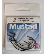 Mustad Ultra Lock Light Soft Plastics 2/0 38106NP-BN, 4 Piece Pack - £2.08 GBP