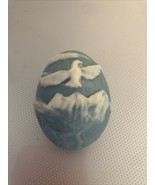 Trinket Box  Blue/White Bird/Mountains  Egg Shaped - $192.15 MXN