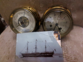Vintage Salem ships bell 8-day clock Brass + Barometer Shaftesbury British Ship - £150.74 GBP