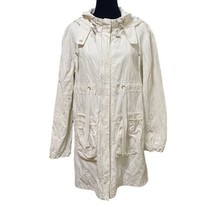 Tahari White Anorak Hooded Stretch Coat Lined Jacket Size Large - $40.99