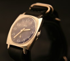 Vintage Soviet ZIM serviced blue guilloche dial 2602, 15J men&#39;s wristwatch - £106.83 GBP
