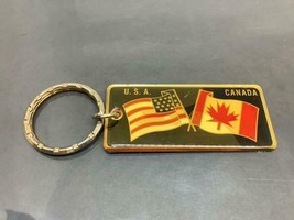 Vintage Keyring Usa &amp; Canada Keychain American &amp; Canadian Flags Porte-Clés - £8.10 GBP