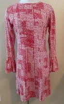 IBKUL Diane Watermelon/Wht Crew Neck Bell Sleeves Dress Sz Small Style 5... - $60.55 CAD