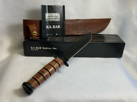 KA-BAR US Army 9139 Stacked Leather Handle Fixed Blade Bowie Knife W/ Sh... - $129.95