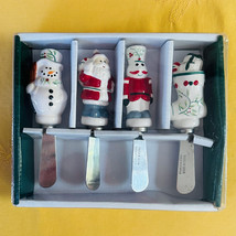 Pfaltzgraff Winterberry Spreaders Set of 4 Santa Stocking Snowman Nutcracker - £9.30 GBP