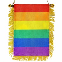 Anley 4 X 6 Inch Rainbow Fringy Window Hanging Flag Car Rearview Mirror Décor - £5.44 GBP