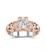 Rose Gold Engagement Rings Flower Inspired Art Deco Ring, Anniversary Rings - £117.95 GBP