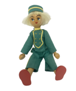 Vintage Wooden Jointed Bellhop Doll in Uniform 7&quot; Poland - $21.84