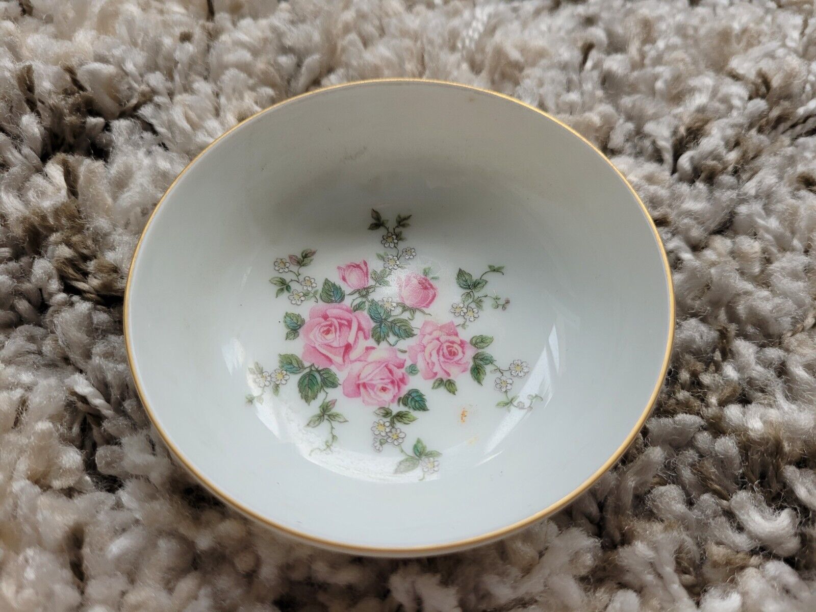 Vintage Kaiser Porcelain German Floral Bowl Gold Colored Rim - $17.00