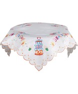 Happy Birthday Cut Work Table Runner Table Topper Embroidered Party Deco... - £23.45 GBP