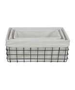 Set Of 3 Rectangular White Lined And Metal Wire Baskets - $167.48 CAD