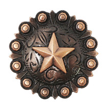 Set of 4 Screw Back 1-1/2&quot; Western Tack Copper Lone Star Engraved Berry ... - £23.51 GBP