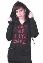 Gods Hands &quot;Love Me if You Dare&quot; Maybille Black Fleece Hoodie NWT - $29.24