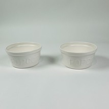 Crate &amp; Barrel 2 small White Ceramic Popcorn Bowl Bucket 3.5&quot; Tall - $23.74