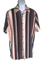 No Boundaries Men&#39;s Short Sleeve Striped Shirt Brown Orange Xl - £9.92 GBP