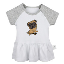 Cute Funny Cartoon Pug Dog Newborn Baby Dress Toddler Infant 100% Cotton Clothes - £10.44 GBP
