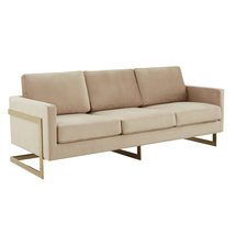 LeisureMod Lincoln Modern Mid-Century Upholstered Velvet 83&quot; Sofa with G... - $1,901.19