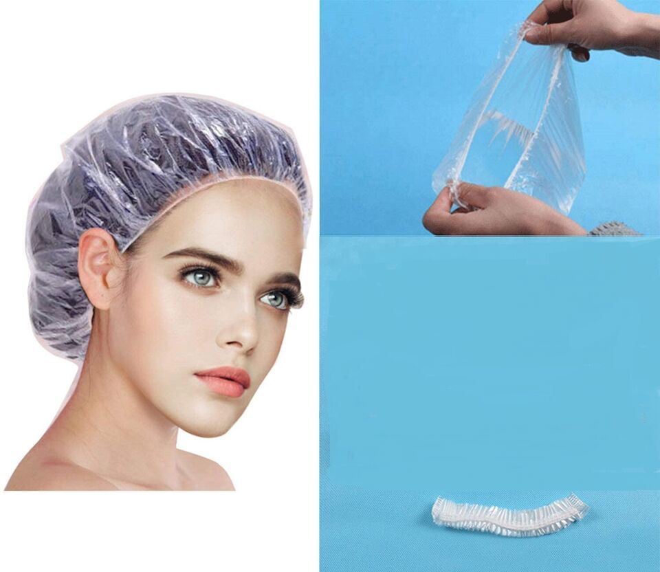 UK !! 10 DISPOSABLE SHOWER BATH CAPS BATHING ELASTIC CLEAR HAIR CARE HAT... - $1.83
