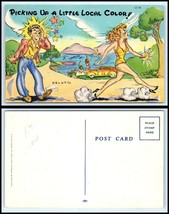 Vintage Postcard-Man Staring At Girl In Bathing Suit-Picking Up Little C... - £2.34 GBP