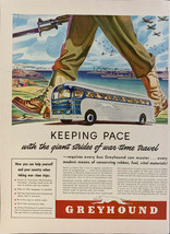 Vintage 1942 Greyhound Keeping Pace With War Time Travel Print Ad Advert... - $6.49