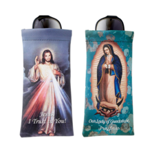 2 Pack Squeeze Top Eyeglass Cases Divine Mercy and Our Lady Guadalupe Catholic - £11.78 GBP