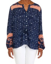 WONDERLY TOP Long Sleeve Button Down Top Gauze Type Fabric Women&#39;s M Boho - $11.88