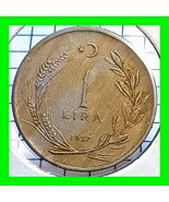 1957 Turkey Coin - 1 Lira - Kemal Ataturk - Vintage World Coin - £11.50 GBP