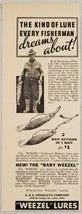 1936 Print Ad Baby Weezel Feathered Minnow Fishing Lures S &amp; S Products Lima,OH - £8.29 GBP