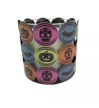 NEW Halloween Decorative Candleholder Sleeve metal bats skulls Jack O Lanterns - £9.55 GBP