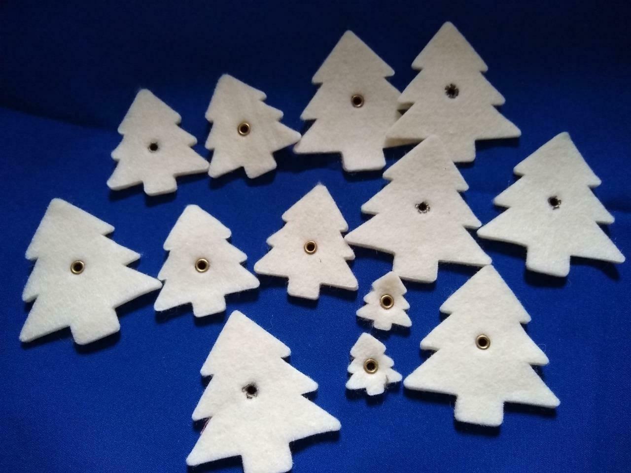 Primary image for Felt Christmas trees with rivet in the middle various sizes Lot of 13
