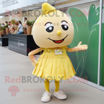 Beige Lemon mascot costume character dressed with a Skirt and Shoe laces - £1,000.08 GBP