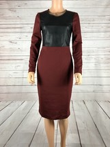 Bcbgmaxazria Mixed-Media Faux Leather Inset Ponte Sheath Dress Nwt S - £18.20 GBP