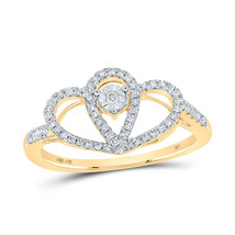 10kt Yellow Gold Womens Round Diamond Heart Ring 1/5 Cttw - £270.42 GBP