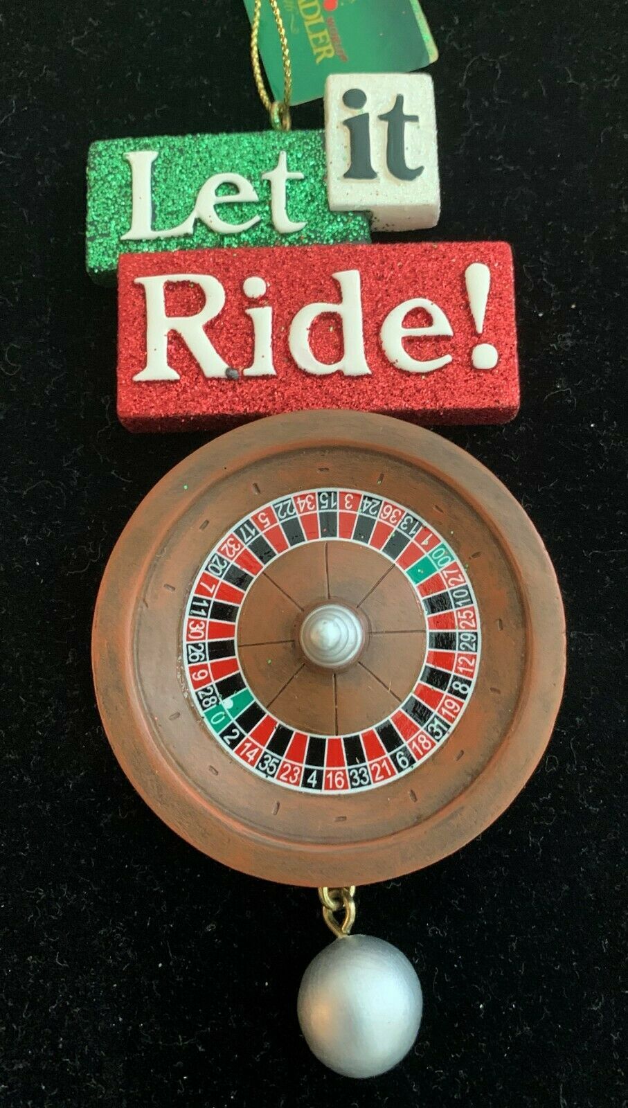 New Kurt Adler hand-painted resin glittered roulette gambling Christmas ornament - £12.65 GBP