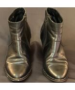 FREDA SALVADOR Black Leather Ankle Boots Zip Block Heel Size 8.5 Spain - $29.99