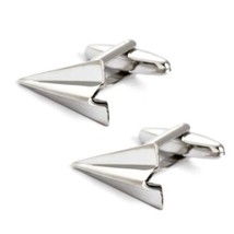 Paper Airplane Cufflinks High Quality Silver Metal New W Gift Bag Wedding Groom - £9.40 GBP