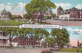 Wadsworth Kansas KS Multi View Band Stand Barrack Mess Hall Library Postcard D20 - £2.39 GBP
