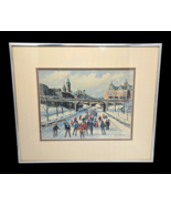 Anna Jalava Print Ottawa Winter Canada Ice Skating Figures in Snow Frame... - $64.99