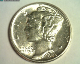 1944 MERCURY DIME ABOUT UNCIRCULATED AU NICE ORIGINAL BOBS COINS FAST 99... - $5.00