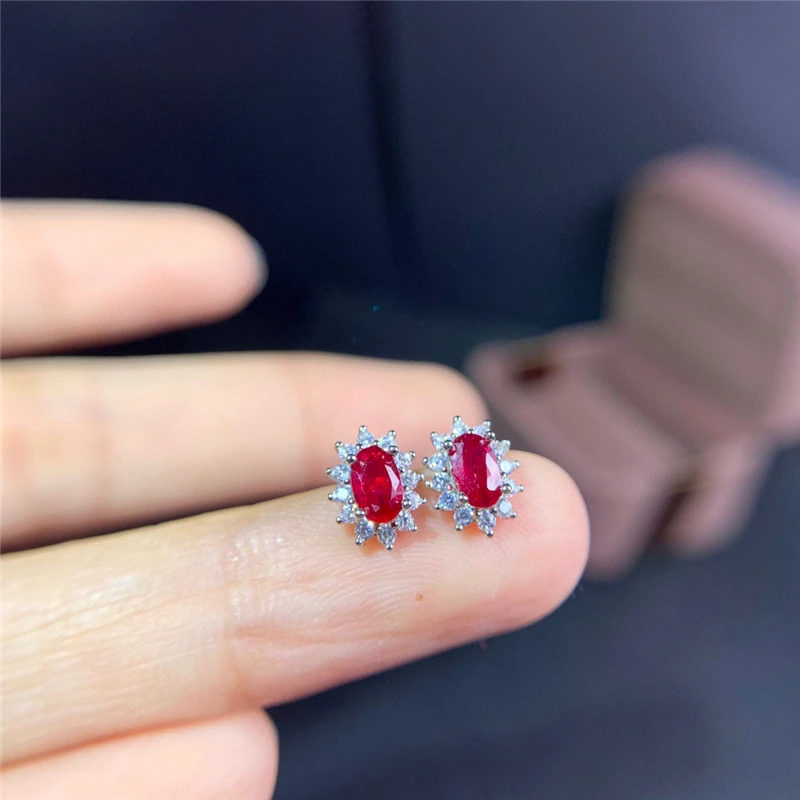 Classic Princess Diana Ruby Stud Earrings Mini Natural Ruby Stud Earrings Natura - £59.71 GBP