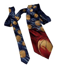 J. GARCIA Mens Silk Neck Tie Sunset Collection Fifty-Three Blue Taupe Basketball - £18.81 GBP