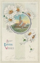 Vintage Postcard Easter Daisies Church Embossed 1912 - £5.34 GBP